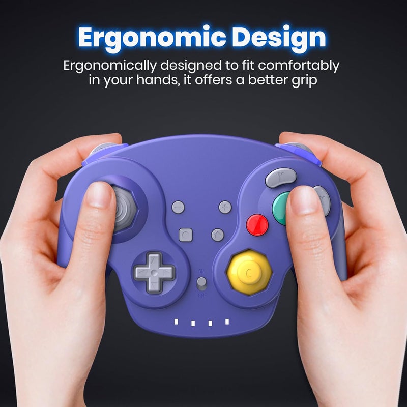 SAFFUN 2.4 GHz Wireless NGC Switch Online Controller, USB Receiver & GameCube Receiver, Compatible with GameCube/Switch NSO, Windows PC iOS Mac Raspberry Pi, Steam Deck (Rechargeable)(Plug and Play) Indigo - Image 5